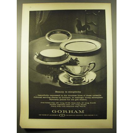 1961 Gorham Silver Advertisement - Beauty is simplicity