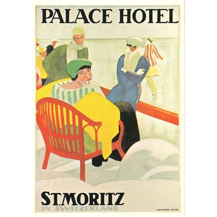 St Moritz Palace Hotel Switzerland Restaurant Advertising Postcard