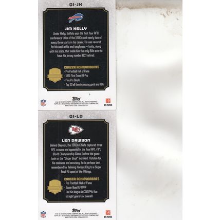 JIM KELLY & LEN DAWSON AUTO 2012 BILLS & CHIEFS HALL OF FAME SB CHAMPION QB'S