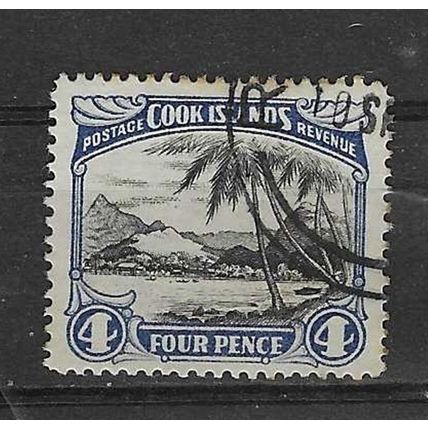 COOK ISLANDS 1933-6 4d USED WMK NZ STAR SG110