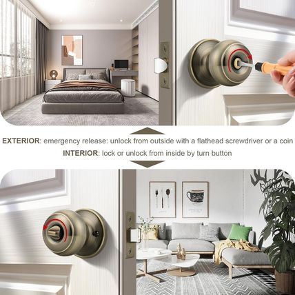 Probrico 6 Pack Privacy Door Knobs Lock Interior Bedroom Bathroom Door Handle An