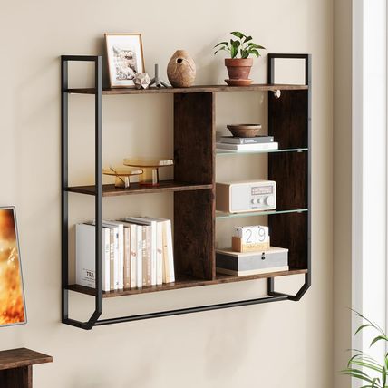 EYCOAL Gaming Floating Shelves, Wall Mounted Wooden Decor Display Shelf with 34"