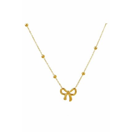 Gold Bowknot Pendant Choker Necklace