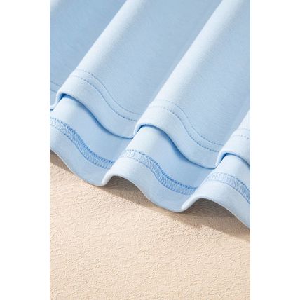 Beau Blue Color Contrast Ruffled Sleeve Collared V Neck Blouse
