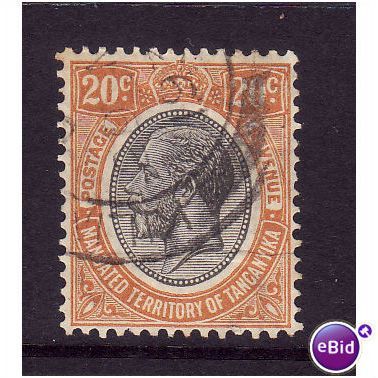 TANGANYIKA 1927 SG96 20c ORANGE - BUFF FINE USED