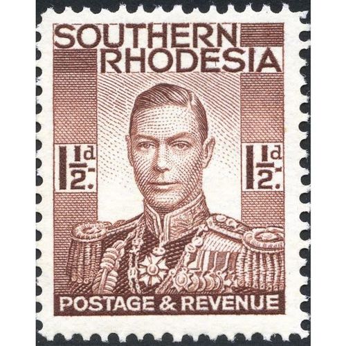 Southern Rhodesia KGVI 1937 1½d Red Brown Mounted Mint MM SG 42 postage stamp