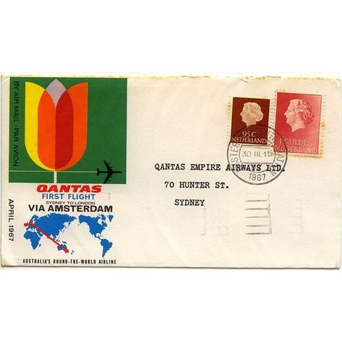 QANTAS FIRST FLIGHT SYDNEY to LONDON via AMSTERDAM 30 March 1967 (Amsterdam)