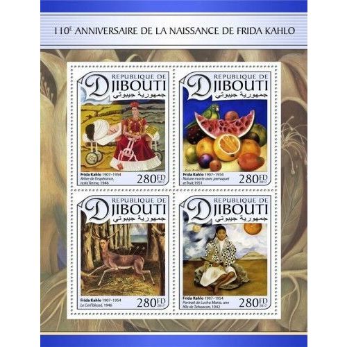 DJIBOUTI 2017 SHEET MNH FRIDA KAHLO ART PAINTINGS ARTE PINTURAS