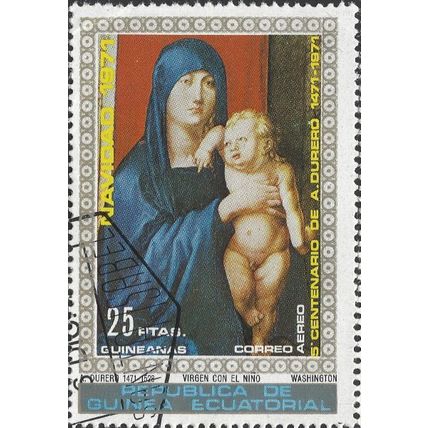 EQUATORIAL GUINEA, CHRISTMAS, Madonna and child, Durer, blue 1971, 25pta, #2