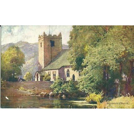 Westmorland GRASMERE CHURCH Art (A.H. Cooper) Postcard (A & C Black 7)