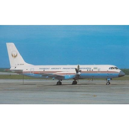 Ilyushin 114T UK-91004 of Tashkent Airlines at Bangalore Indian Airport Postcard