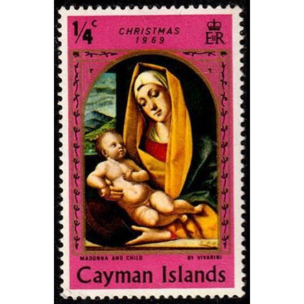 Cayman Islands 1969 Christmas 1/4d MH Stamp. Rose