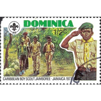 DOMINICA, Scouts, Jamboree Hiking, green 1977, ½c