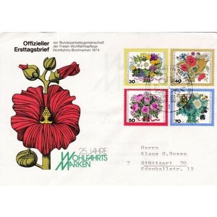 Berlin 1974 Flowers FDC Berlin 12 Special Cancel typed VGC