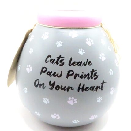 Black Cat Money Box 15 CM Ceramic Cats Leave Paw Prints On Your Heart Gift Savin