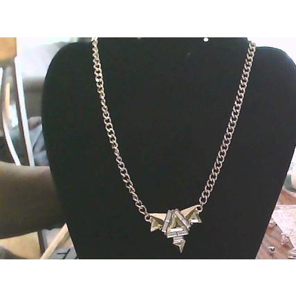 Gold Tone Crystal Glass Spike Necklace