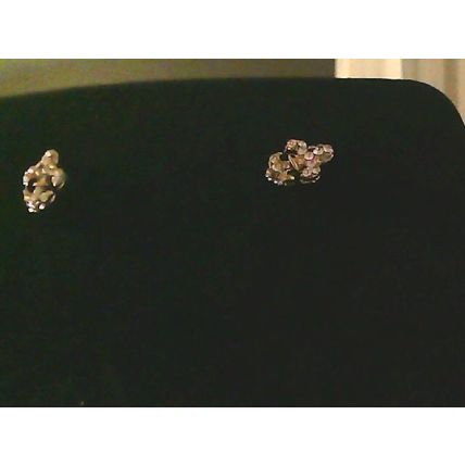 Silver Cubic Zirconia CZ Fleur De Lis Studs Post Earrings 1/2”
