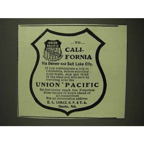 1903 Union Pacific Railroad Ad - To California