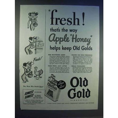 1943 Old Gold Cigarettes Ad - Fresh Apple Honey