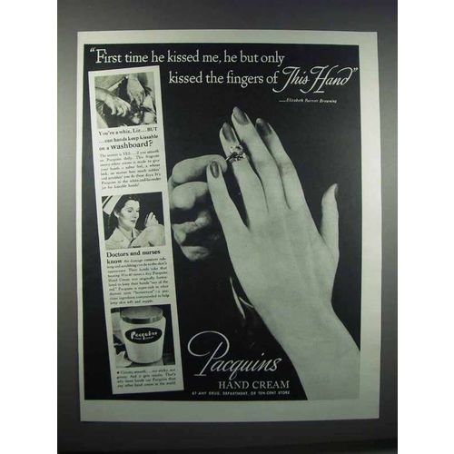 1945 Pacquins Hand Cream Ad - He Kissed