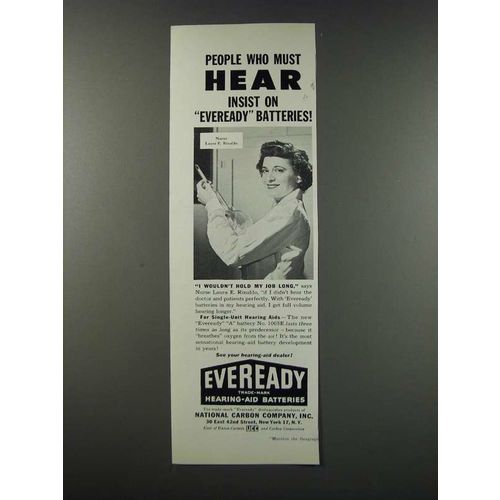 1949 Eveready Batteries Ad - People Who Must Hear