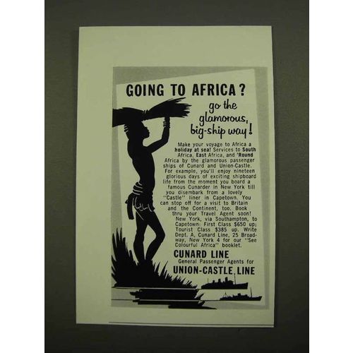1957 Cunard Line and Union-Castle Cruise Ad - Africa