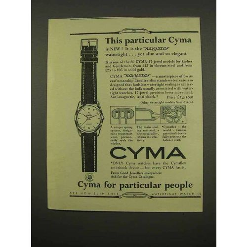 1957 Cyma Navy Star Watch Ad - Particular