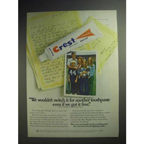 1975 Crest Toothpaste Ad - We Wouldn't Switch It