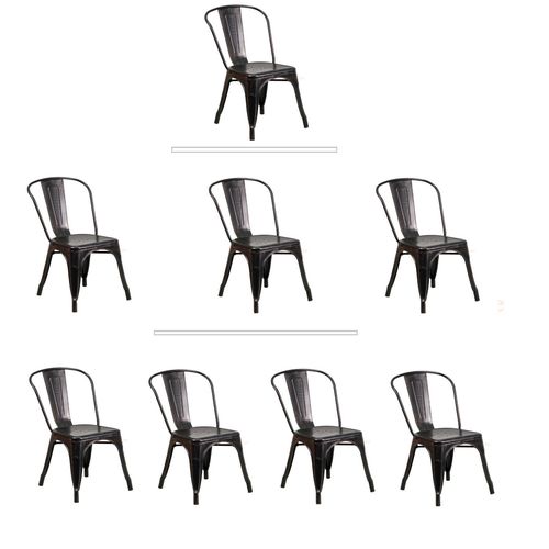 Tolix Antique Black Gold Metal Dining Chair Commercial Quality 1-4 Unit Discount
