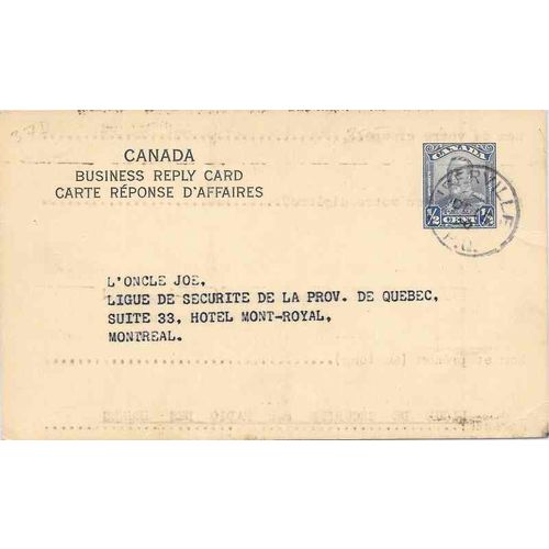 Canada #P37d Postal Card USED Scroll, Iberville Quebec