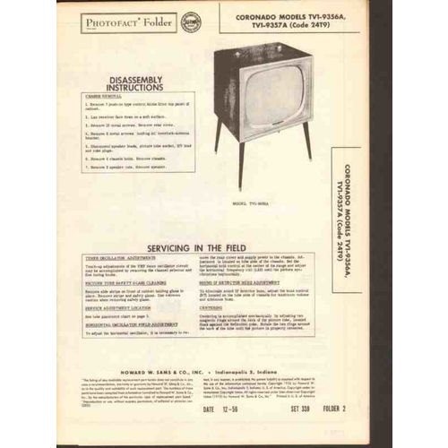 CORONADO model TV1-9356A TV1-9357A TV television Sams Photofact manual