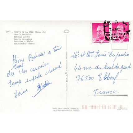 Puerto De La Cruz Jardin Botanico Tenerife Postcard posted 1987 VGC