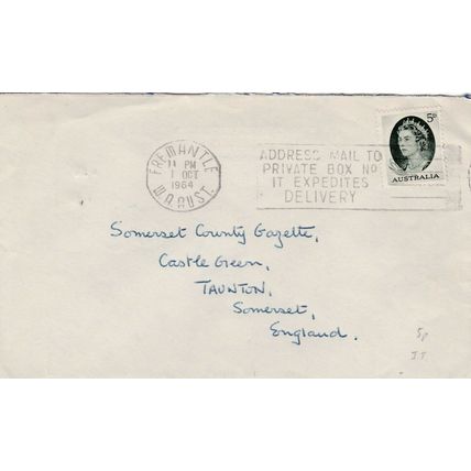Australia 1964 Freemantle WA-Taunton Cover Freemantle Cancel written VGC