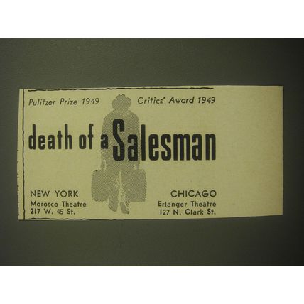 1950 Death of a Salesman Play Ad - Pulitzer Prize 1949 Critics' Award 1949