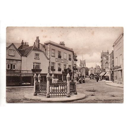 PRINTED POSTCARD OF CORONATION STONE KINGSTON-ON-THAMES SURREY POSTED 1905 (1041