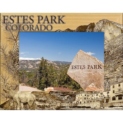 Estes Park Colorado Laser Engraved Wood Picture Frame Landscape (3 x 5)