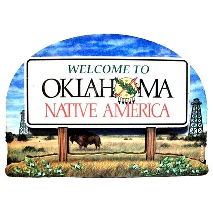 Oklahoma State Welcome Sign Artwood Fridge Magnet