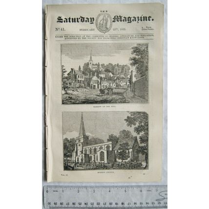 1833 The Saturday Magazine No. 41 Harrow, Elspy Campbell, Jn Evelyn, Russia, etc