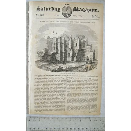 1838 The Saturday Magazine No. 372 Queen Elizabeth, Exodus, Russia, Dutch fish