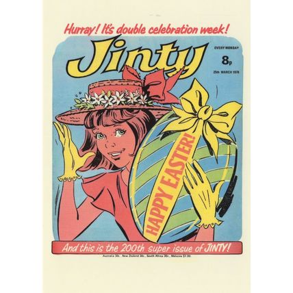 Jinty 200th Issue Happy Easter Hat Fashion Girls Comic Postcard