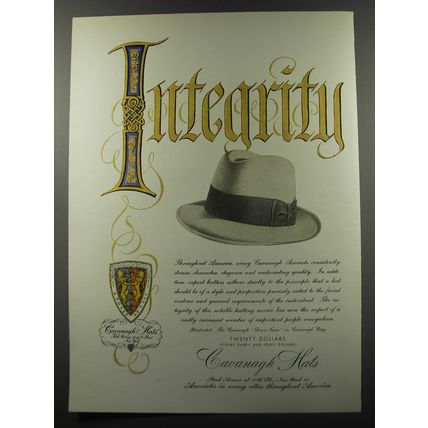 1953 Cavanagh Hats Ad - Integrity
