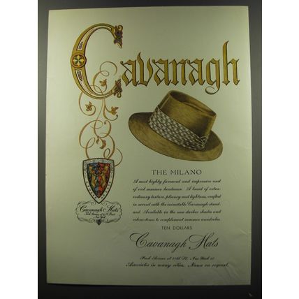 1953 Cavanagh Milano Hat Advertisement