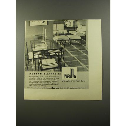 1954 Molla Wrought Iron Furniture Advertisement - Modern Classic in Molla