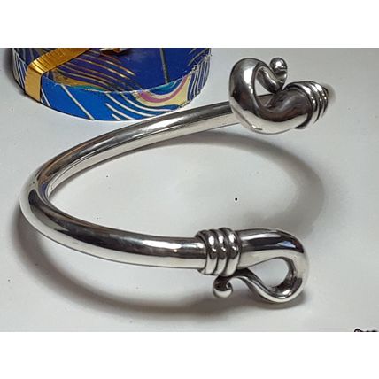 Estate 6mm Tube & Curled Bar End Sterling Silver KBN twist on Bangle #18481
