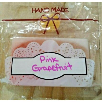 Lot of 4 Homemade Pink Grapefruit Glycerin Soap w/Pink Heart Imbed 4-5 Oz Each