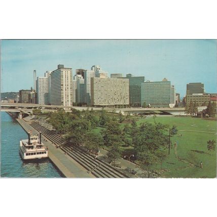 ZAYIX Postcard Pittsburgh PA View from Manchester Bridge Steamboat 102022-PC31
