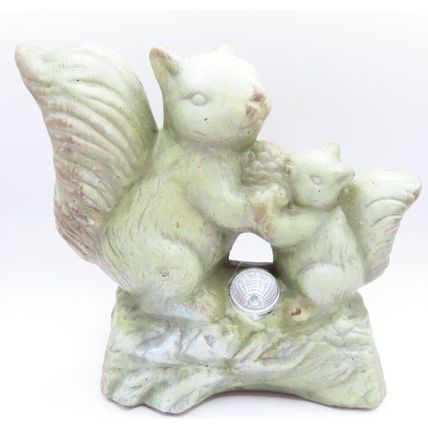 Mum & Baby Grey Squirrel Garden Ornament LED 18 CM Gift Christmas