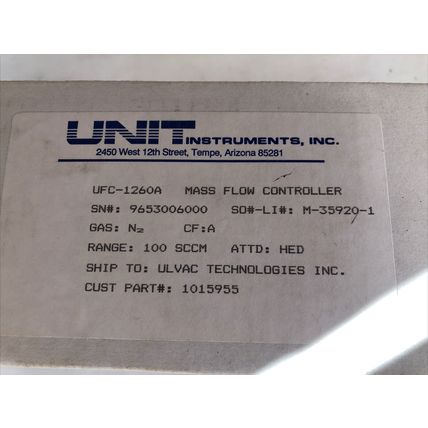 NEW UNIT UFC-1260A,UNIT INDUSTRIES UFC 1260A MASS FLOW CONTROLLER 43133,DA