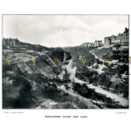 Boscombe Chine & Lake, Bournemouth, England, Beales 1890s, MODERN REPRODUCTION