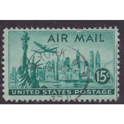 United States Postmark New York 1957 Air Mail 15c VGC